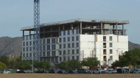 Hotel construction Wide Tilt Up Stock Footage 60760447