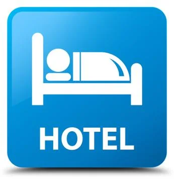 Hotel cyan blue square button Stock Illustration