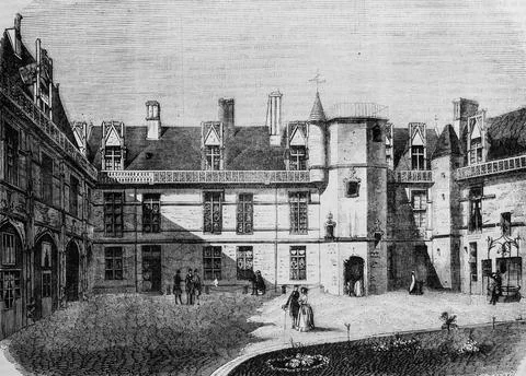 Hotel de cluny, tableau de paris par edmond texier,editeur paulin et le chava Stock Illustration
