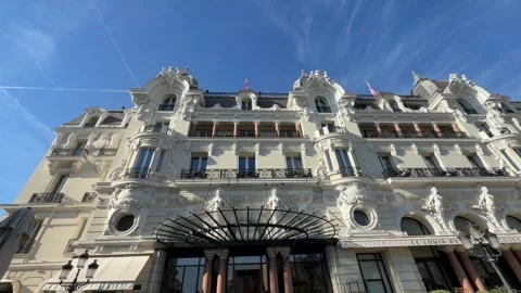 Hotel de Paris Monte Carlo Monaco - Static Facade View Stock Footage 346498989