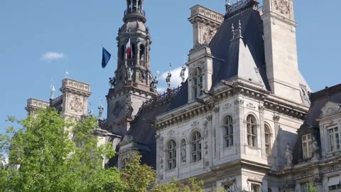 Hotel de Ville in Paris representing French architecture and culture Stock Footage 344831934