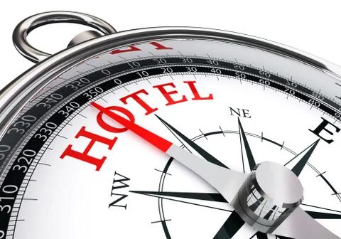 Hotel direction indicated by concept compass Stock Illustration