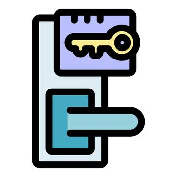 Hotel door lock security system with key card access control Ilustración de archivo