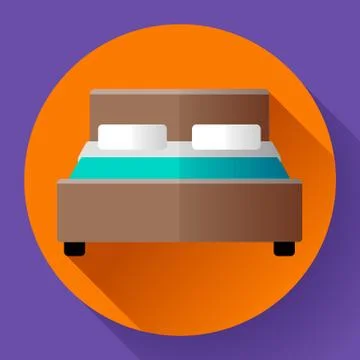 Hotel Double Bed icon flat style Stock Illustration