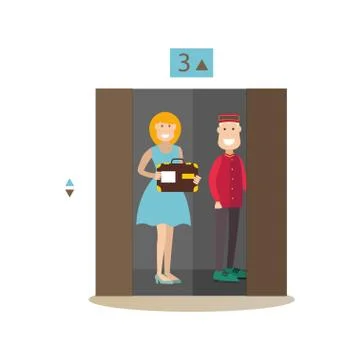 Hotel elevator vector illustration in flat style Illustrazione stock