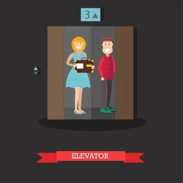 Hotel elevator vector illustration in flat style Illustrazione stock