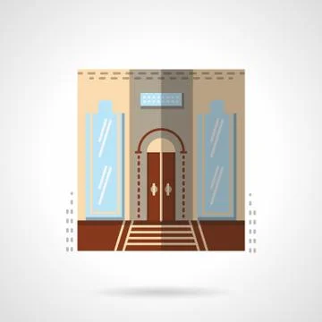 Hotel entrance flat color vector icon. Stock Illustration