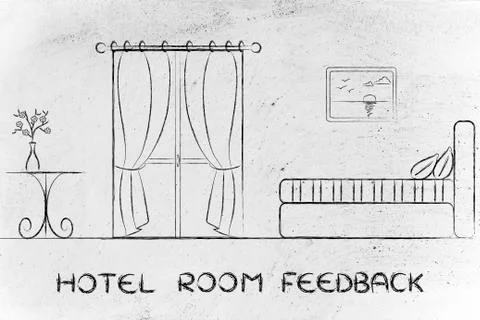 Hotel feedback, design of room interior Stock Illustration