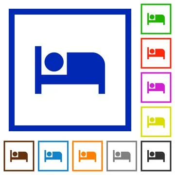 Hotel flat framed icons Illustrazione stock