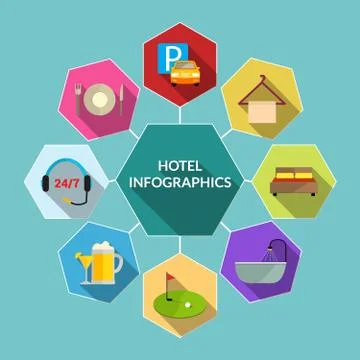 Hotel flat infographics 스톡 일러스트