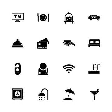 Hotel - Flat Vector Icons Stock Illustration