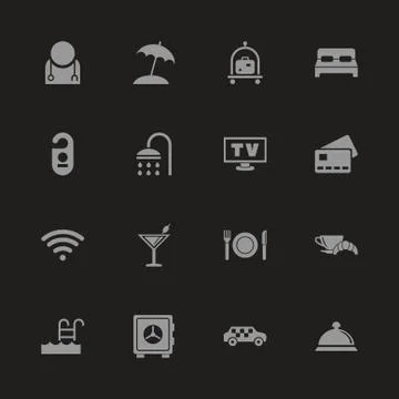 Hotel - Flat Vector Icons Stock Illustration