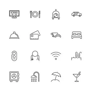 Hotel - Flat Vector Icons Stock Illustration