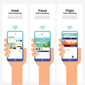Hotel & Flight Booking Online Concept Stock Illustration