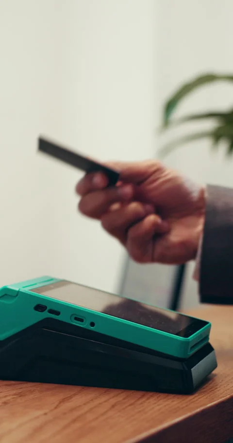 Hotel, front desk and hands with card machine and keys for booking, reservation Stock Footage 319554892