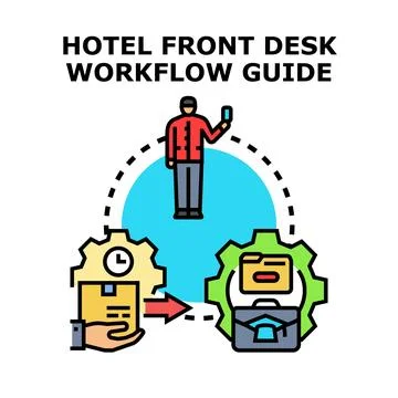 Hotel front desk workflow guide concept illustration イラスト素材