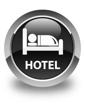 Hotel glossy black round button Stock Illustration