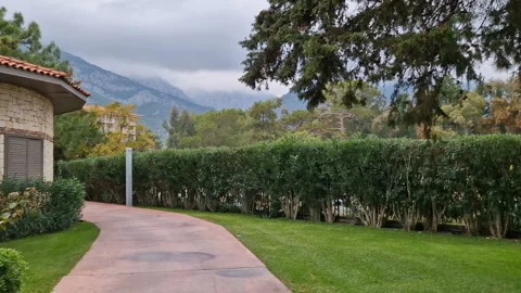 A hotel with green spaces Stock Footage 294676063