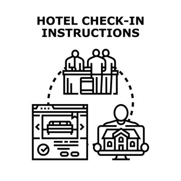 Hotel guest checking in process instructions Illustrazione stock