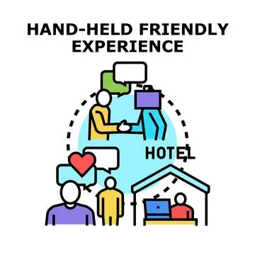 Hotel guest hand held friendly experience vector concept 스톡 일러스트