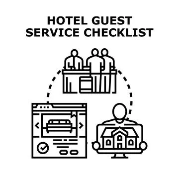 Hotel guest service checklist evaluating customer experience Stock Illustration