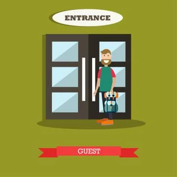 Hotel guest vector illustration in flat style Stock Illustration