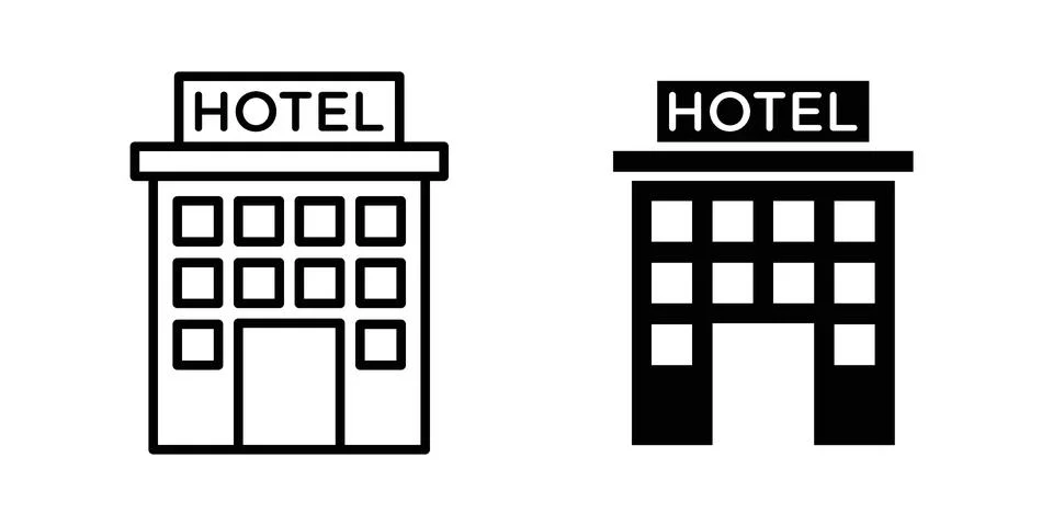 Hotel icon for design projects and web UI Ilustração Stock