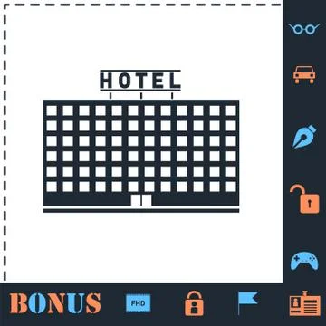 Hotel icon flat Stock Illustration