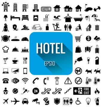 Hotel icon set Stock Illustration