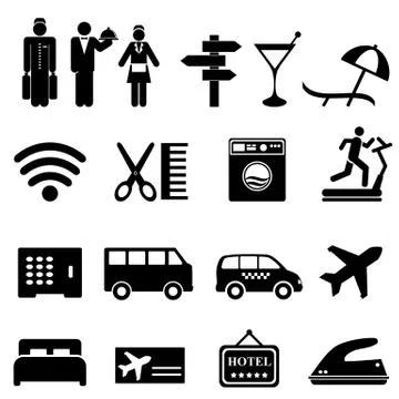 Hotel icon set Stock Illustration