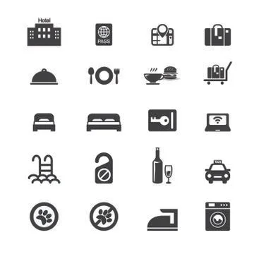 Hotel icon set Stock Illustration