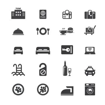 Hotel icon set Stock Illustration