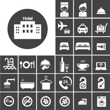 Hotel icon set Stock Illustration