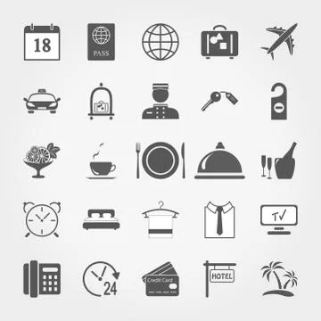 Hotel icon set Stock Illustration