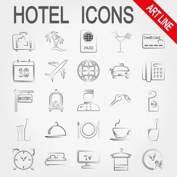 Hotel icon set Stock Illustration