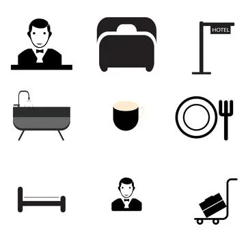 Hotel Icon Set Stock Illustration