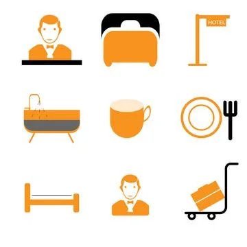 Hotel Icon Set Stock Illustration