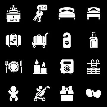 Hotel icon set simple flat style vector illustration Stock Illustration