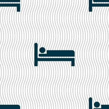 Hotel icon sign. Seamless pattern with geometric texture. Illustrazione stock