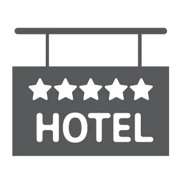 Hotel icon solid 5 star sign silhouette Stock Illustration