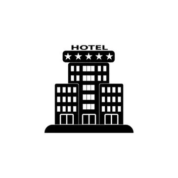 Hotel icon vector black on white background Illustrazione stock