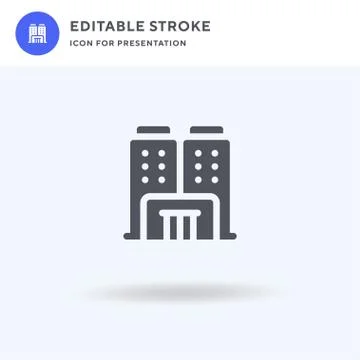 Hotel icon vector, filled flat sign, solid pictogram isolated on white, logo  Stock Illustration