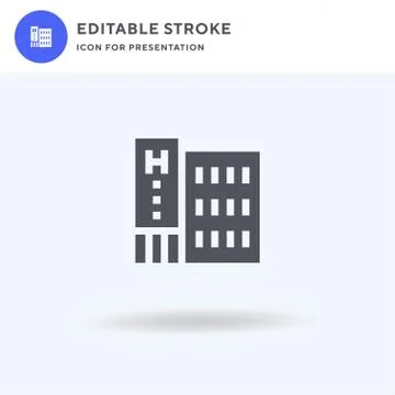 Hotel icon vector, filled flat sign, solid pictogram isolated on white, logo Stock Illustration