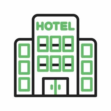 Hotel icon vector image. Illustrazione stock