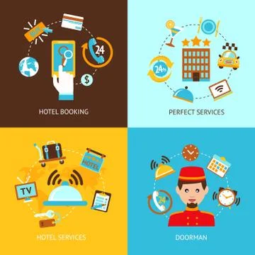 Hotel icons flat set Stockillustratie