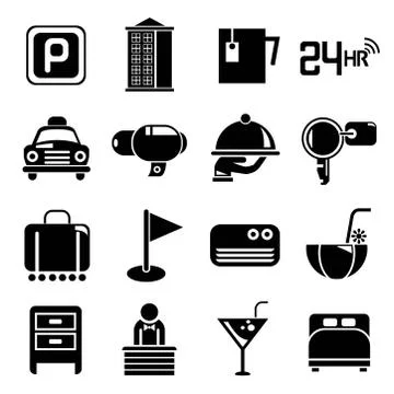 Hotel icons Stock Illustration