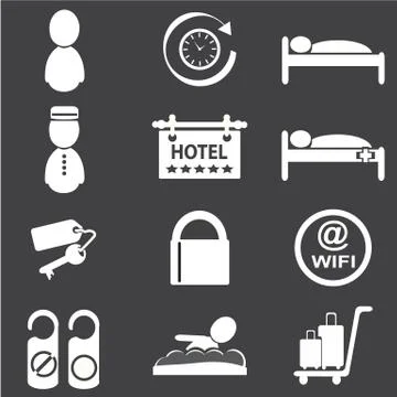 Hotel icons Stock Illustration