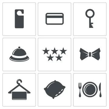 Hotel icons set Illustrazione stock