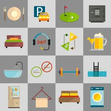 Hotel icons set Stockillustratie