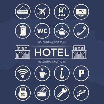 Hotel icons set Stock Illustration